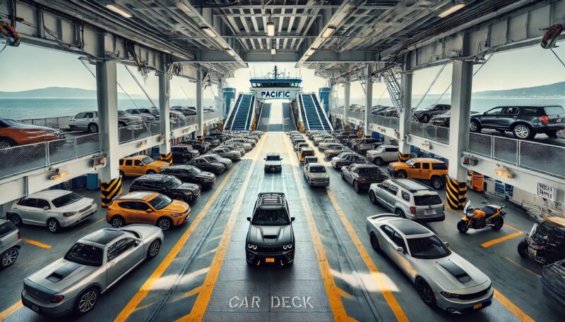 太平洋フェリーの車両デッキ