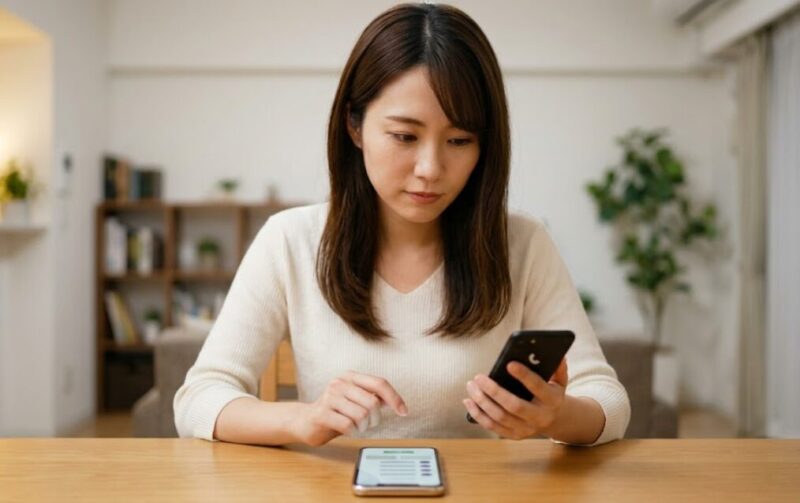 しゃぶ葉のネット予約の空きを確認後、ダメ元で店舗に電話をかける日本人女性の二段構えの行動